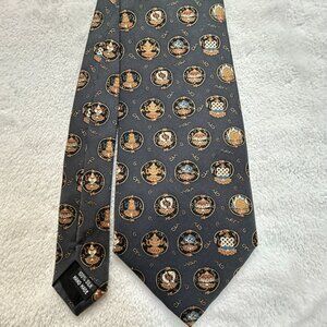 Mens Silk Tie Made Exclusively For Asian Art Museum San Francisco Gray Gold 56"